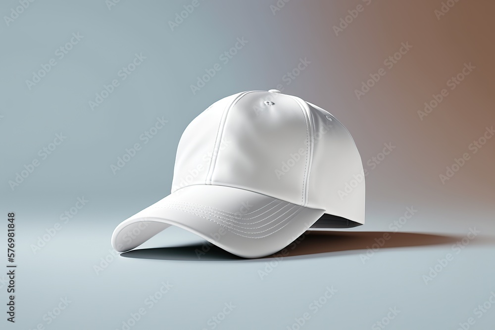 Simple white cap headwear accessory, isolated. Generative AI illustration. Stock Illustration ...
