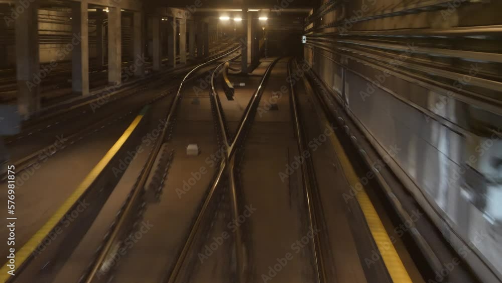 Metro 4 arriving to Last Stop, rail road view of the metro line number 4, Kelety Kelenfold Metro 4 arriving to Last Stop, rail road view of the metro line number 4, Kelety Kelenfold