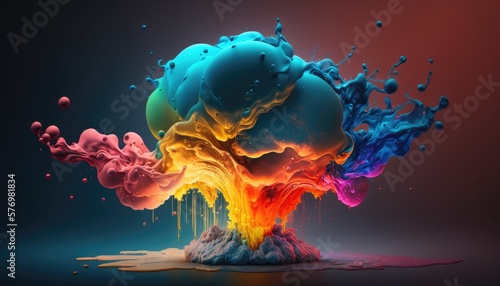 Abstract multicolor explosion background. Generative AI