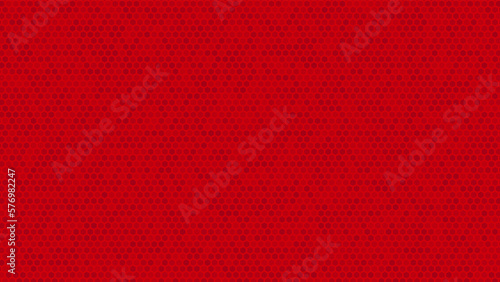 Red random tiny hexagon pattern.  Red honey hexagonal cells seamless texture. Mosaic or speaker fabric shape pattern. Honeyed comb grid texture and geometric hive hexagonal honeycombs. Vector 