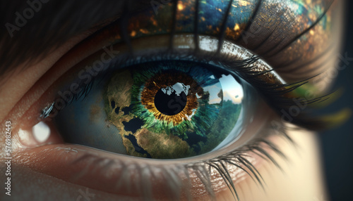 the eye that displays the continents