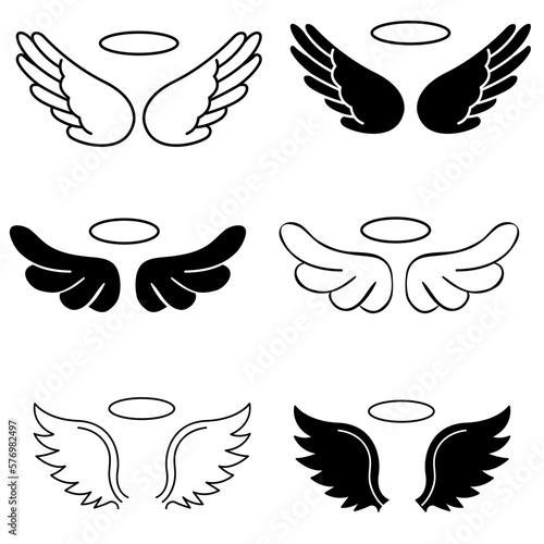 Angel Wings icon vector set. paradise illustration sign collection. nimbus symbol or logo.
