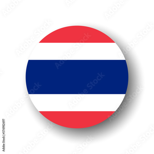Thailand flag - flat vector circle icon or badge with dropped shadow.