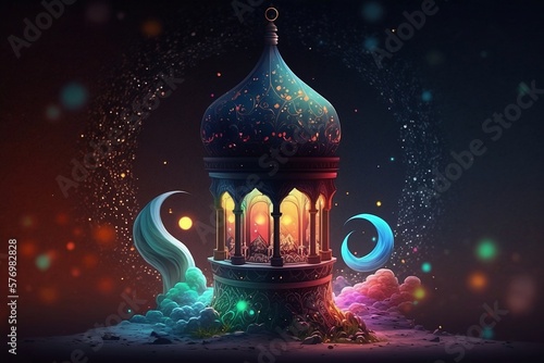 Mosque design illustration.alll AI generative  photo