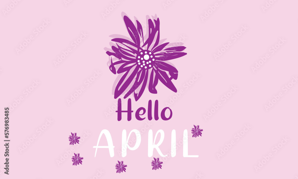 Hello April. April month vector with flowers Decoration background. Design template celebration. Hello April. April month vector with flowers Decoration background. Design template celebration.