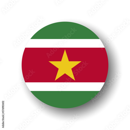 Suriname flag - flat vector circle icon or badge with dropped shadow. Free Download Suriname flag - flat vector circle icon or badge with dropped shadow. - GFXLoad
