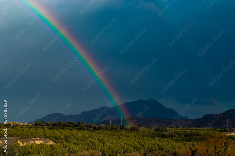 Storm, rain and rainbow in Spain, Orihuela