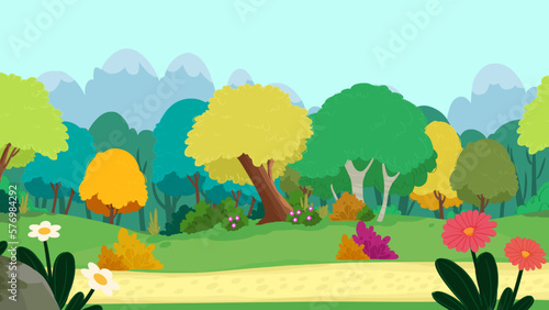 Vector landscape in city park . vector flat style illustration.
