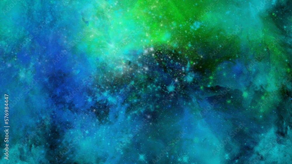Abstract colorful background. Colorful acrylic watercolor grunge paint background. Outer space. Frost and lights background. Nebula and stars in space