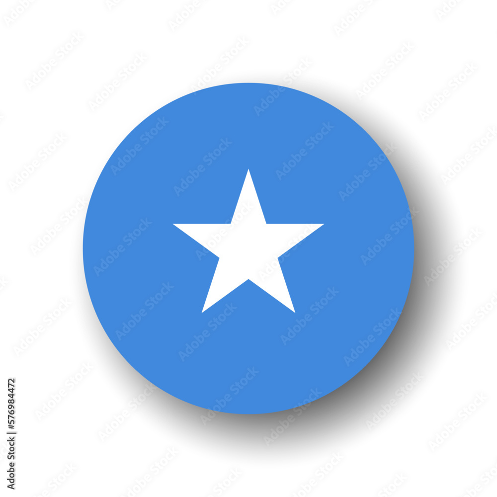 Somalia flag - flat vector circle icon or badge with dropped shadow. Somalia flag - flat vector circle icon or badge with dropped shadow.