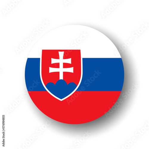 Slovakia flag - flat vector circle icon or badge with dropped shadow.