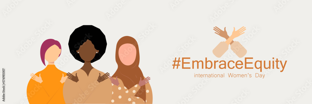 Fototapeta premium International Women's Day banner. #EmbraceEquity