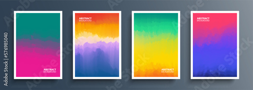 Color Smoke. Set of abstract vibrant backgrounds with dynamic color gradients. Vivid graphic templates collection for brochure covers, posters and flyers. Vector illustration.