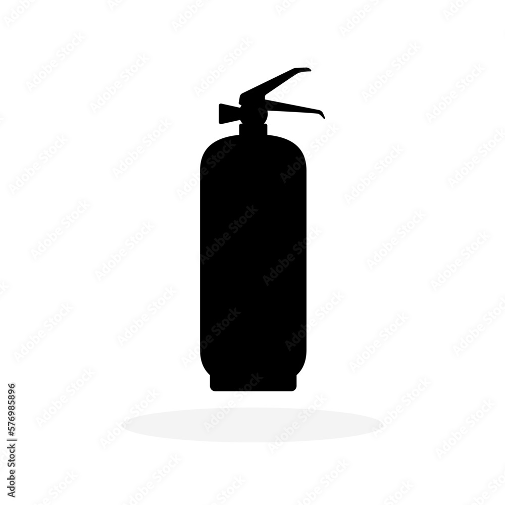 Obraz premium Fire extinguisher icon. Fire extinguisher black icon. Vector illustration. Firefighter equipment