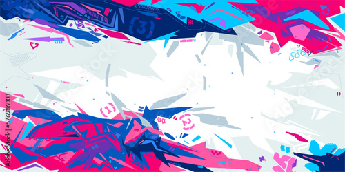 Trendy Futuristic Mecha Gundam Cyberpunk Metaverse Colorful Abstract Urban Street Art Graffiti Style Vector Illustration Template Background