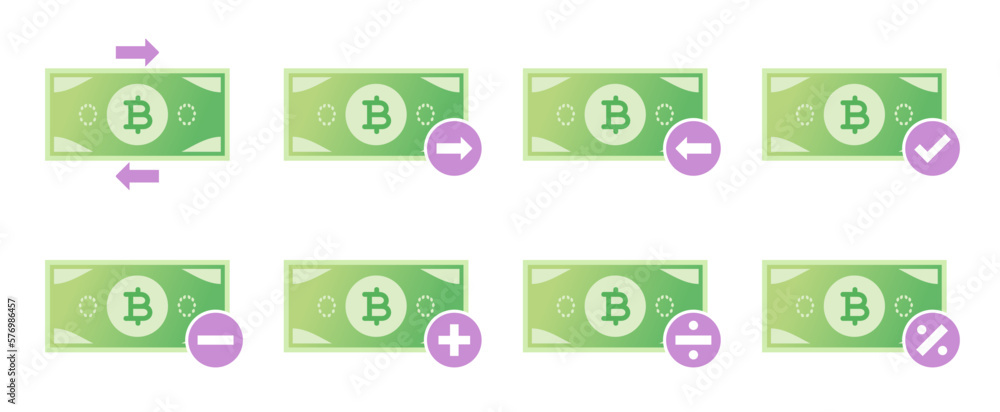 Thai Baht Money Transaction Icon Set Thai Baht Money Transaction Icon Set
