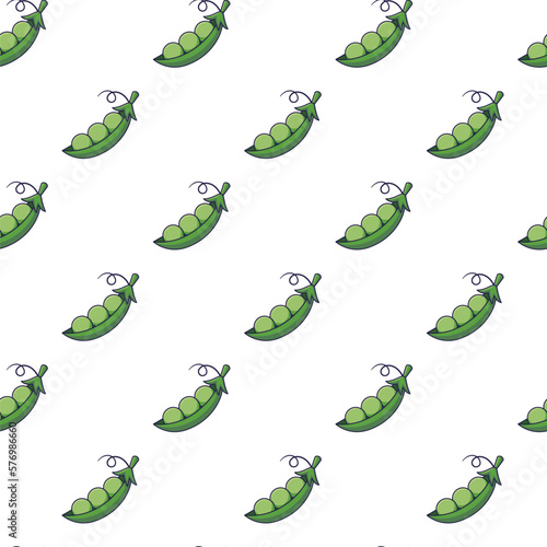 Cute Peas seamless pattern in doodle style. Vector hand drawn cartoon Pea pod illustration. Hand drawn Sketch of Peas. Pattern for kids clothes.