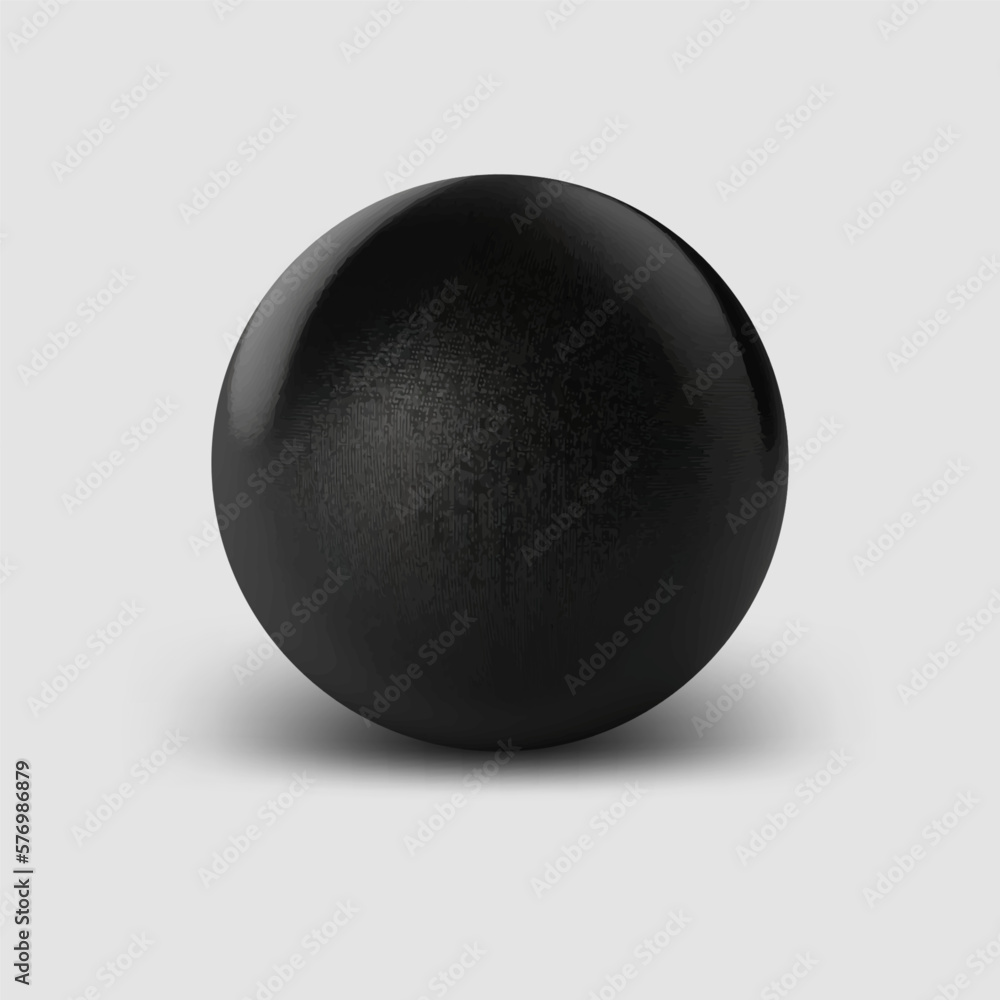 Black ball isolated on white background. Abstract black ball with