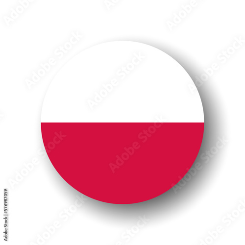 Free Download Poland flag - flat vector circle icon or badge with dropped shadow. - GFXLoad