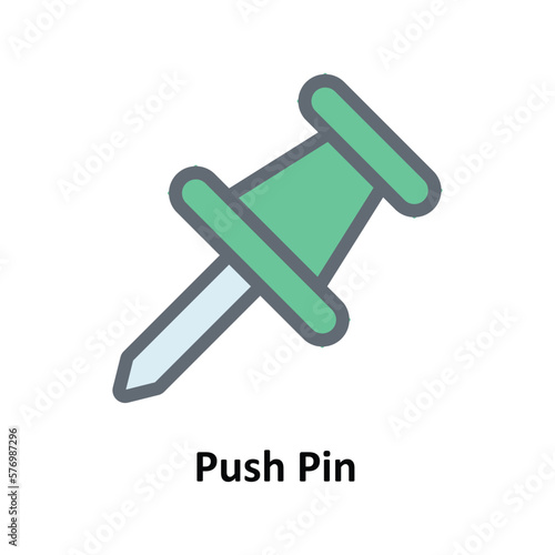 Push Pin Vector Fill Outline Icons. Simple stock illustration stock