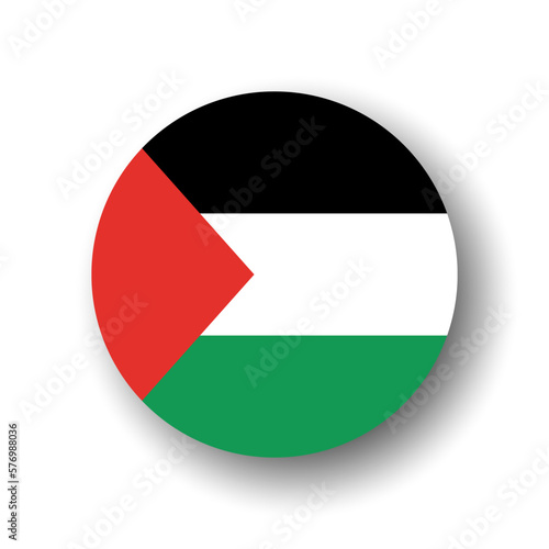 Free Download Palestine flag - flat vector circle icon or badge with dropped shadow. - GFXLoad