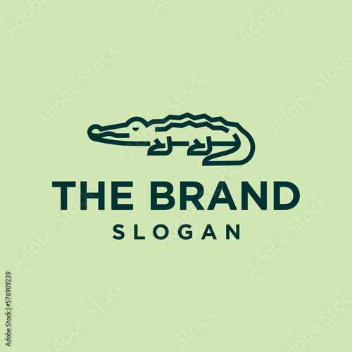 crocodile simple line icon logo vector design, modern logo pictogram design of alligator