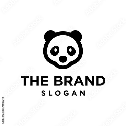 Panda simple line icon logo vector design, modern logo pictogram design of cute black and white bear panda