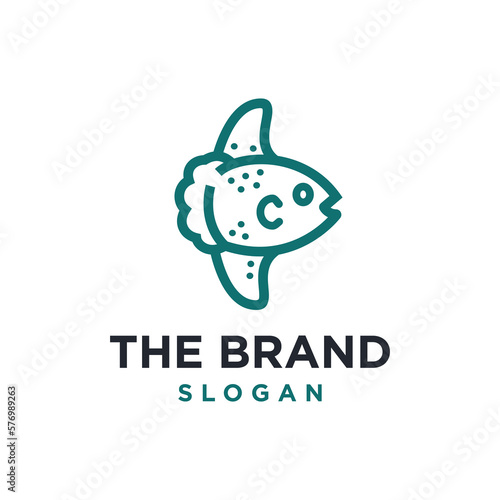 sunfish mola simple line icon logo vector design, modern logo pictogram design of ocean mola fish