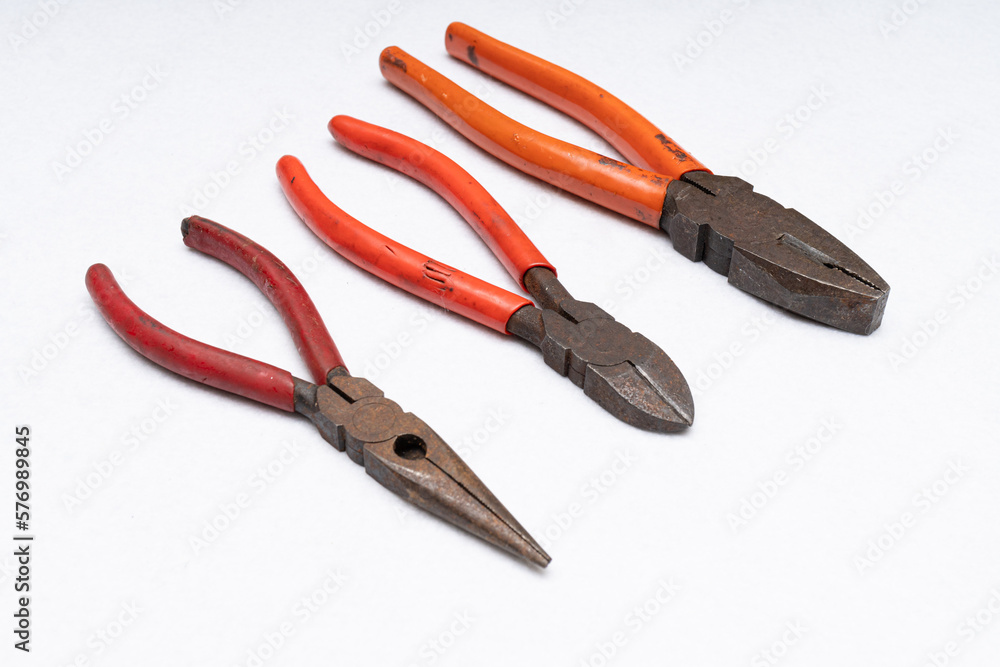 Various household tools such as hammer and tape measure screwdriver Various household tools such as hammer and tape measure screwdriver