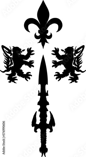 Silhouetten Rittersymbole Mittelalter Symbole