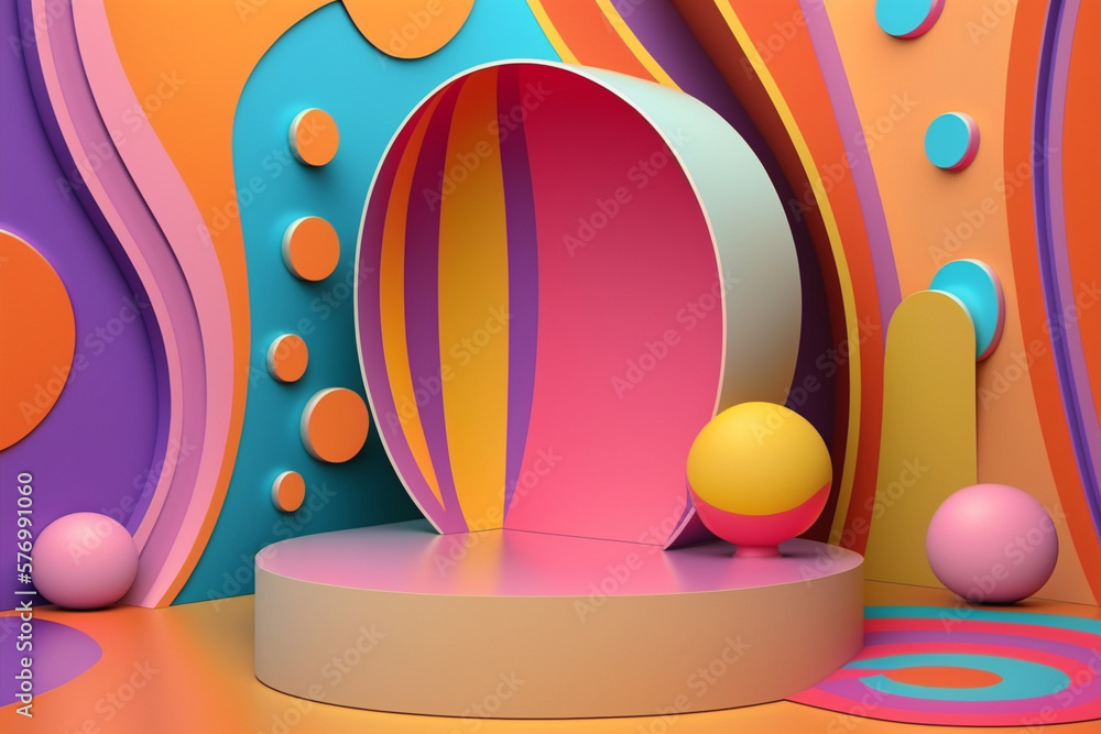 Colored podium background. Created with generative Ai technology Colored podium background. Created with generative Ai technology
