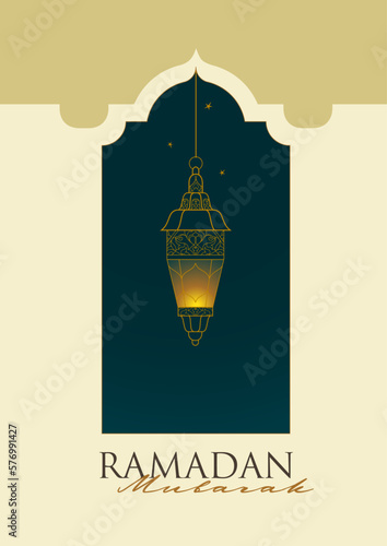 Vector premade Ramadan Mubarak card. A4 page size. Vintage banner for yours Ramadan wishing.