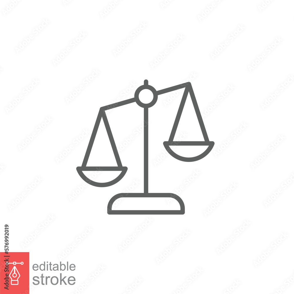 Libra line icon. Simple outline style. Scale, balance, comparison, compare, legal, law, justice, weight concept. Pictogram, vector illustration isolated on white background. Editable stroke EPS 10. Libra line icon. Simple outline style. Scale, balance, comparison, compare, legal, law, justice, weight concept. Pictogram, vector illustration isolated on white background. Editable stroke EPS 10.