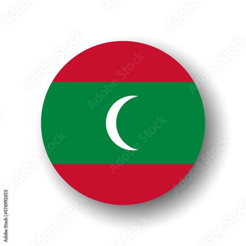 Free Download Maldives flag - flat vector circle icon or badge with dropped shadow. - GFXLoad