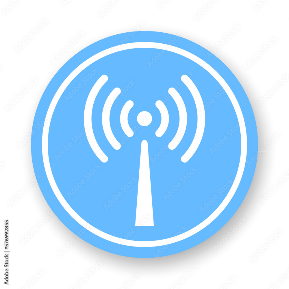 Emission round icon. White glyph on blue background. Best for web, polygraphy, mobile apps and UI design. Emission round icon. White glyph on blue background. Best for web, polygraphy, mobile apps and UI design.