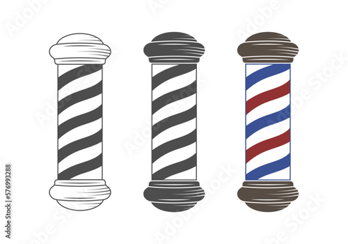 Barbershop pole icon. Vintage barber shop sign or logo. Vector illustration.