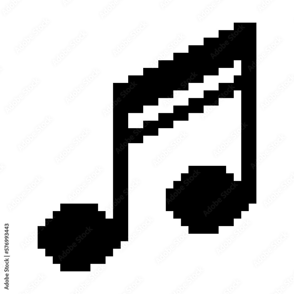 Musical 2 x sixteenth not icon black-white vector pixel art icon Musical 2 x sixteenth not icon black-white vector pixel art icon
