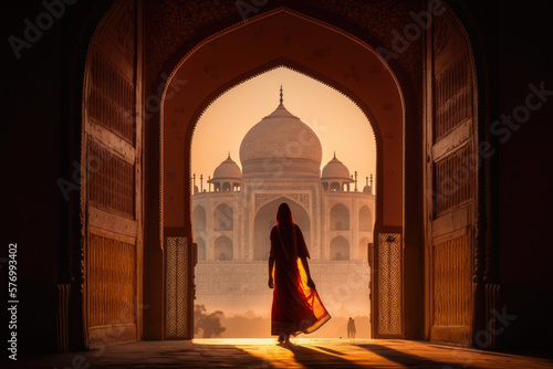 The Magic of Taj Mahal Unveiled through the Eyes of an Indian Woman AI Generative