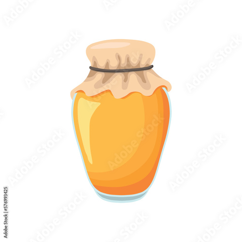  Glass jar with honey isolated on white background. Vector illustration