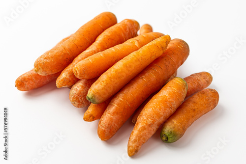 Snack carrots on a white background