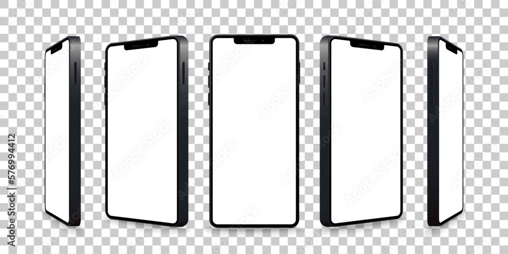 Smartphone mockup collection. Realistic models smartphone with white screen. Device front view. 3D mobile phone with shadow. Vector illustration isolated on transparent background. EPS 10 Smartphone mockup collection. Realistic models smartphone with white screen. Device front view. 3D mobile phone with shadow. Vector illustration isolated on transparent background. EPS 10