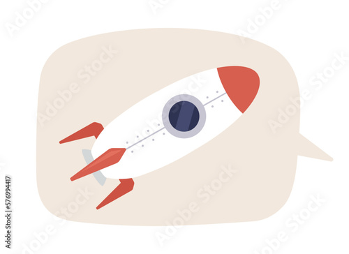 Speech bubble with rocket semi flat color vector element. Idea about startup launch. Editable full sized icon on white. Simple cartoon style spot illustration for web graphic design and animation