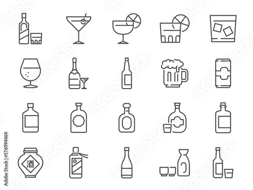 Fotomurale Alcohol and liquor icon set