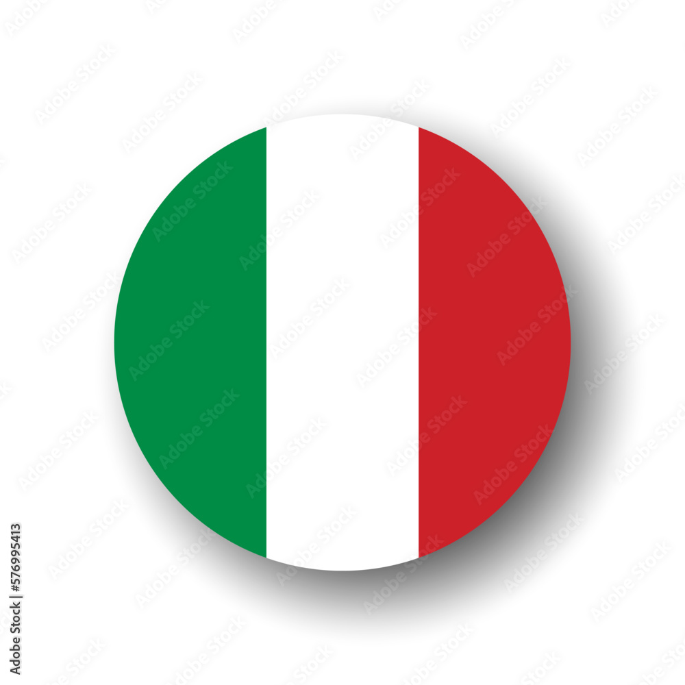 Italy flag - flat vector circle icon or badge with dropped shadow. Italy flag - flat vector circle icon or badge with dropped shadow.