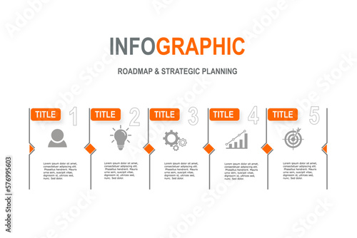 Infographic template for business plan ,strategy, roadmap. 5 Steps Modern Timeline diagram ,minimal style, presentation vector infographics