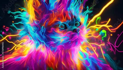 Cat Colorful Splash digital art painting with Generative ai © AbdulRafay