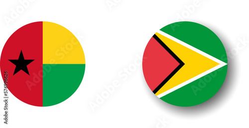 Free Download Guyana flag - flat vector circle icon or badge with dropped shadow. - GFXLoad