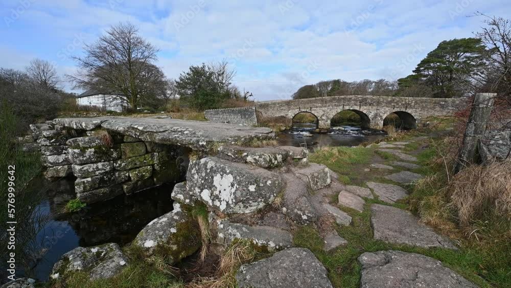 Postbrdge Clapper bridge in the heart of Dartmoor Devon Postbrdge Clapper bridge in the heart of Dartmoor Devon