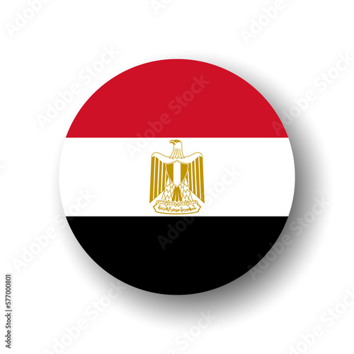 Egypt flag - flat vector circle icon or badge with dropped shadow.