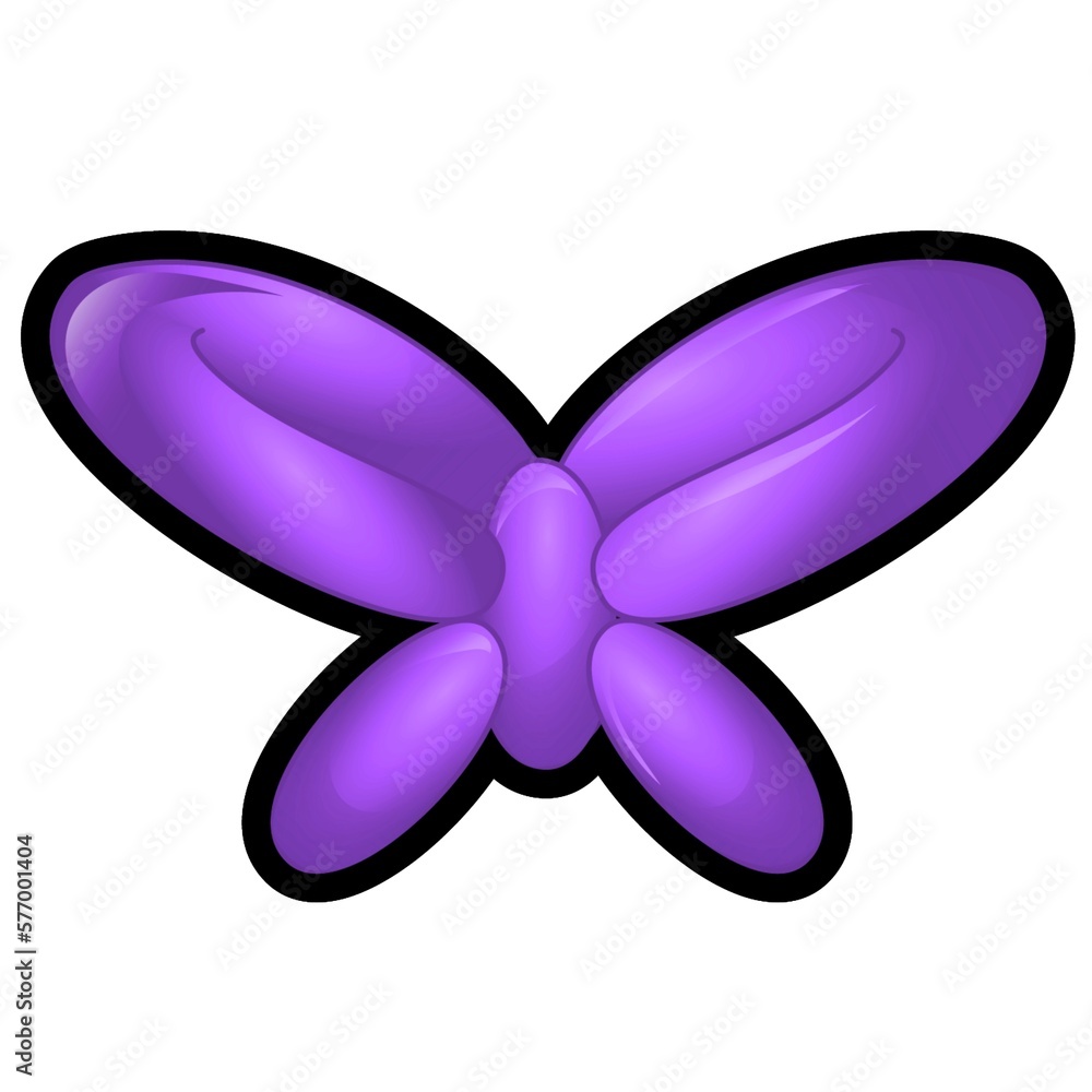 Illustration of a violet butterfly figure made of modeling balloons on a white background Illustration of a violet butterfly figure made of modeling balloons on a white background